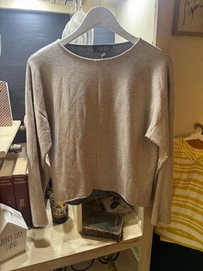 Truth Long Sleeve Cropped Knit Top in Beige